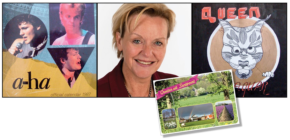 Tekening LP-hoes Queen Aha-kalender Foto van Willeke Vrij Ansichtkaart van Santpoort Noord